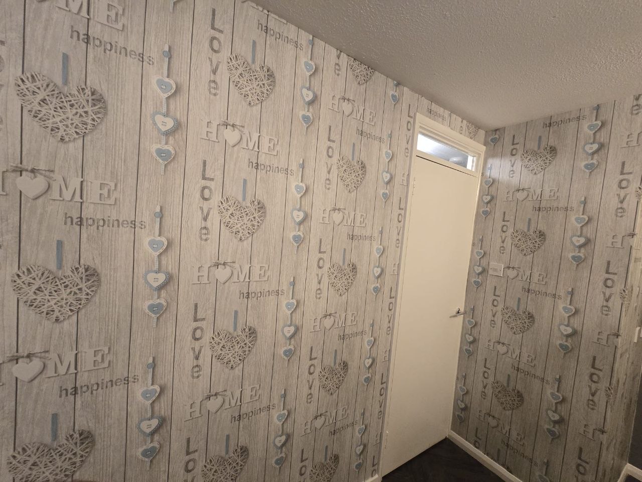 kitchen feature wall wallpapering and painting