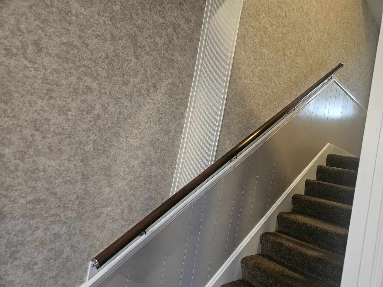 Hallway panelling painting and bannister painting , handrail varnished