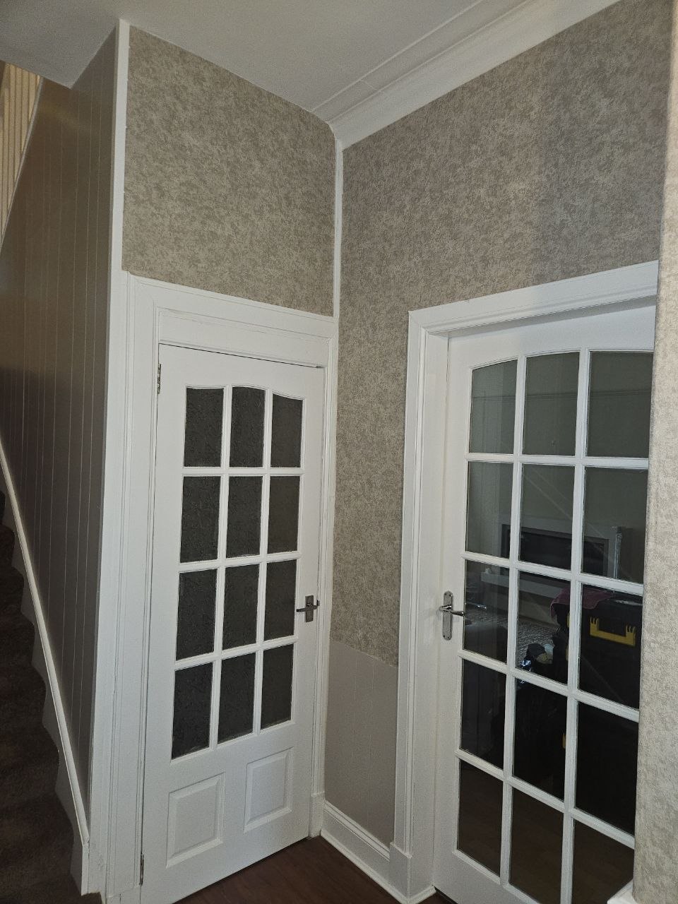 hallway wallpapering and painting