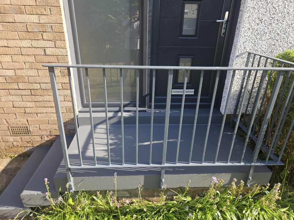 Exterior painting services in Glasgow by LayerLux Home Solutions, metal railing painting